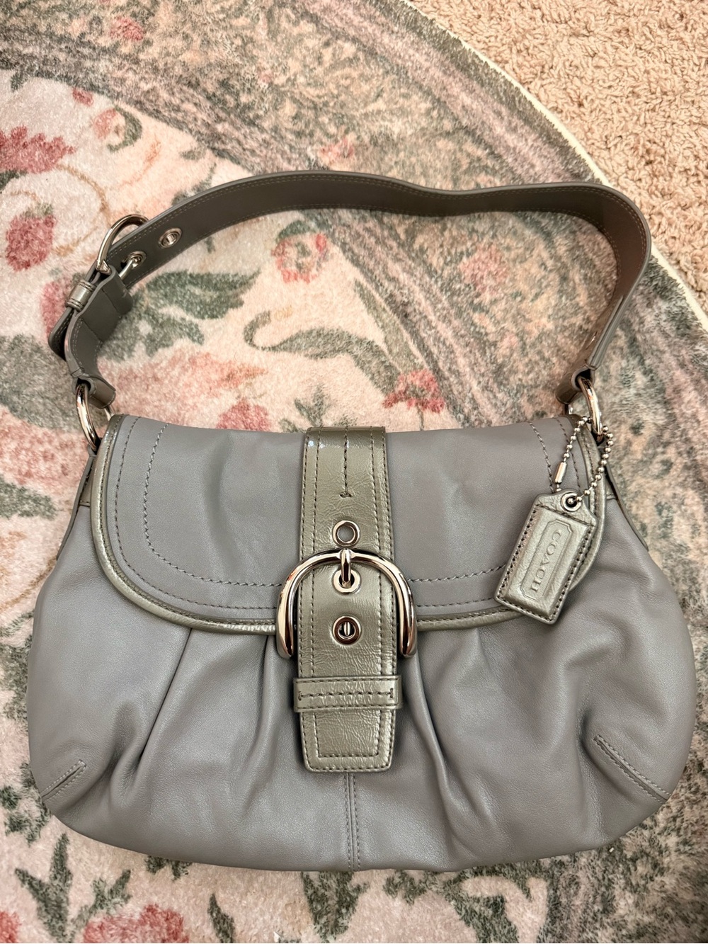 Coach Shoulder Bag in Light Gray with Silver Hardware